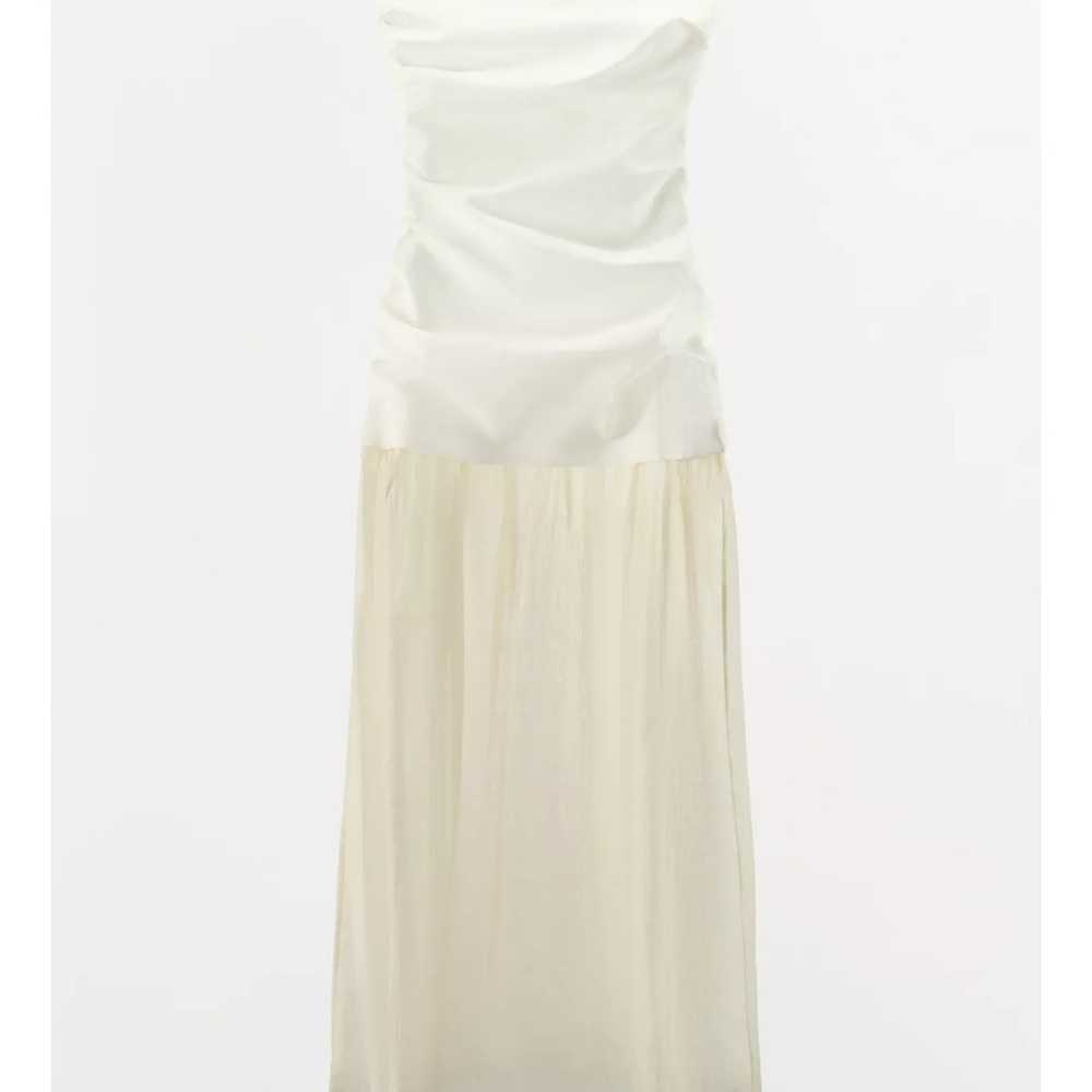Zara Cream Ruched Strapless Gown